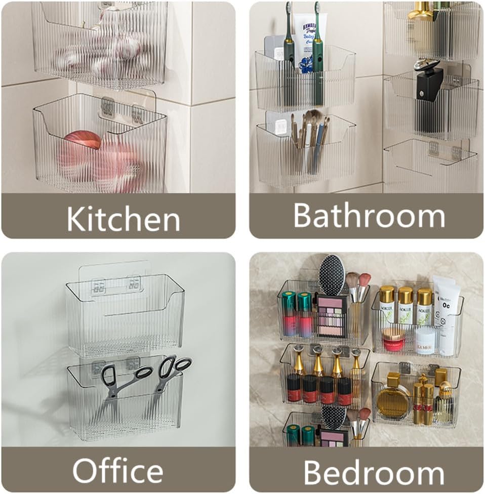 2 Pack Adhesive Cabinet Door Organizer, Storage Bins Lid Organizer Cabinet Wall Mount Pantry Door Caddy Containers for Kitchen Bathroom Countertops