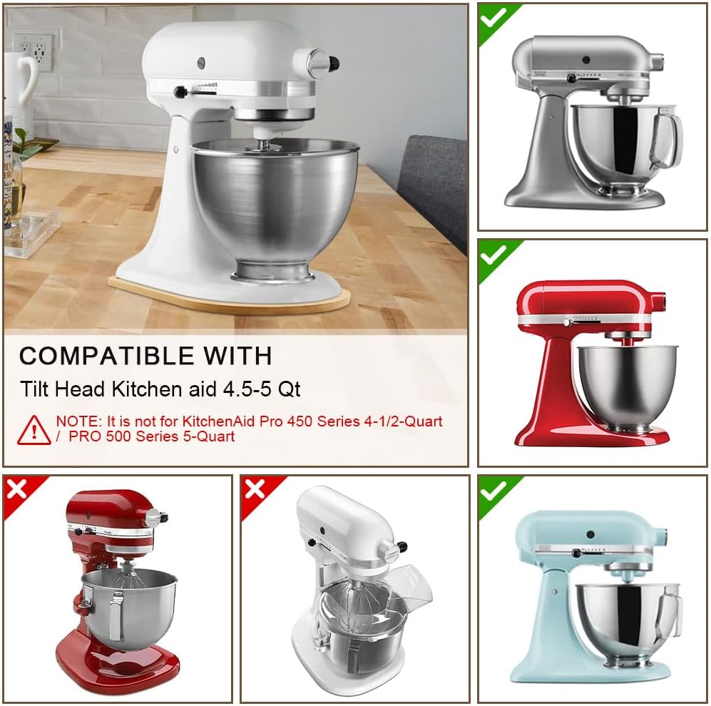 Compatible with Kitchen aid 4.5-5 Qt Bamboo Mixer Slider - Appliance Slider for Tilt Head Kitchen aid Stand Mixer Artisan, Countertop Storage Mover Sliding Tray Accessories Attachments