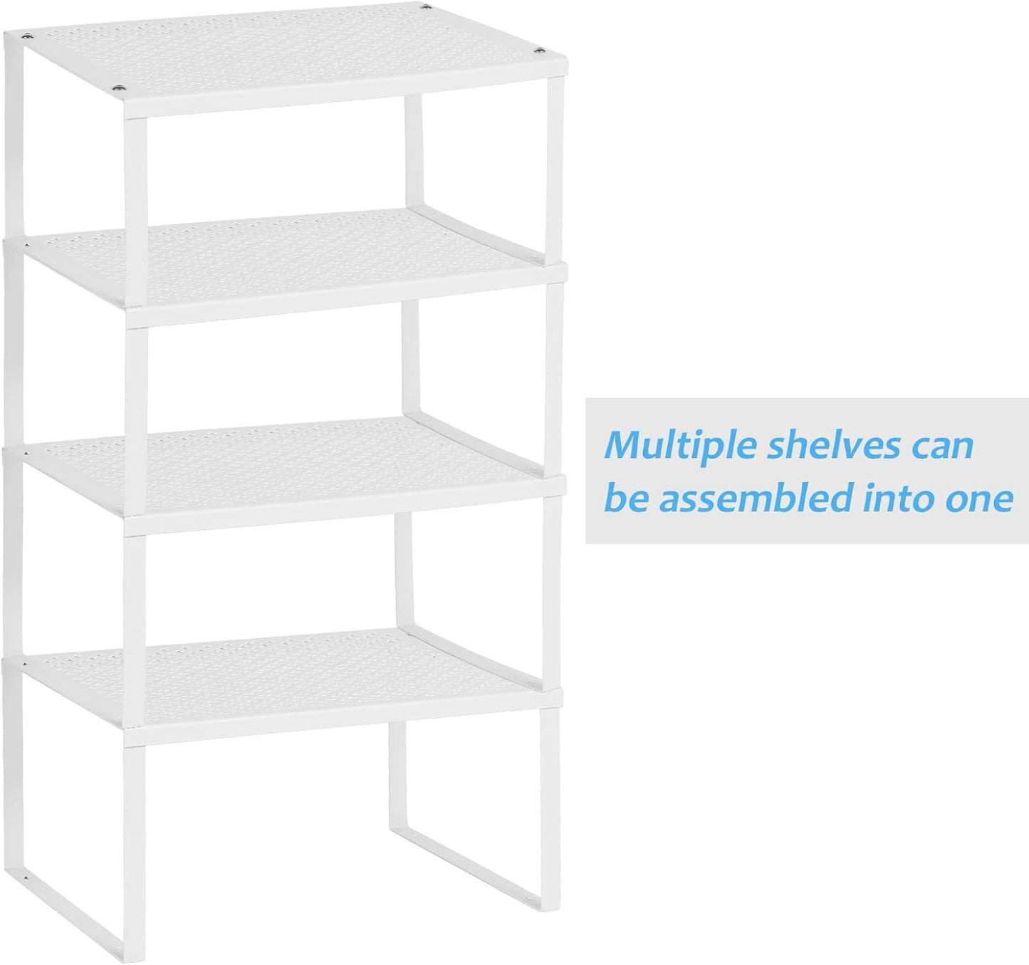 Kitchen Cabinet and Counter Pantry Shelf Organizer, Expandable & Stackable, White