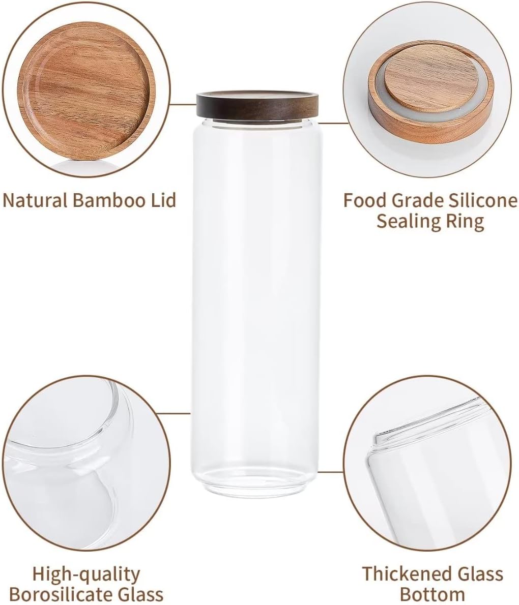 Airtight Food Storage Containers with Bamboo lids set of 5, Stackable Food Storage Containers