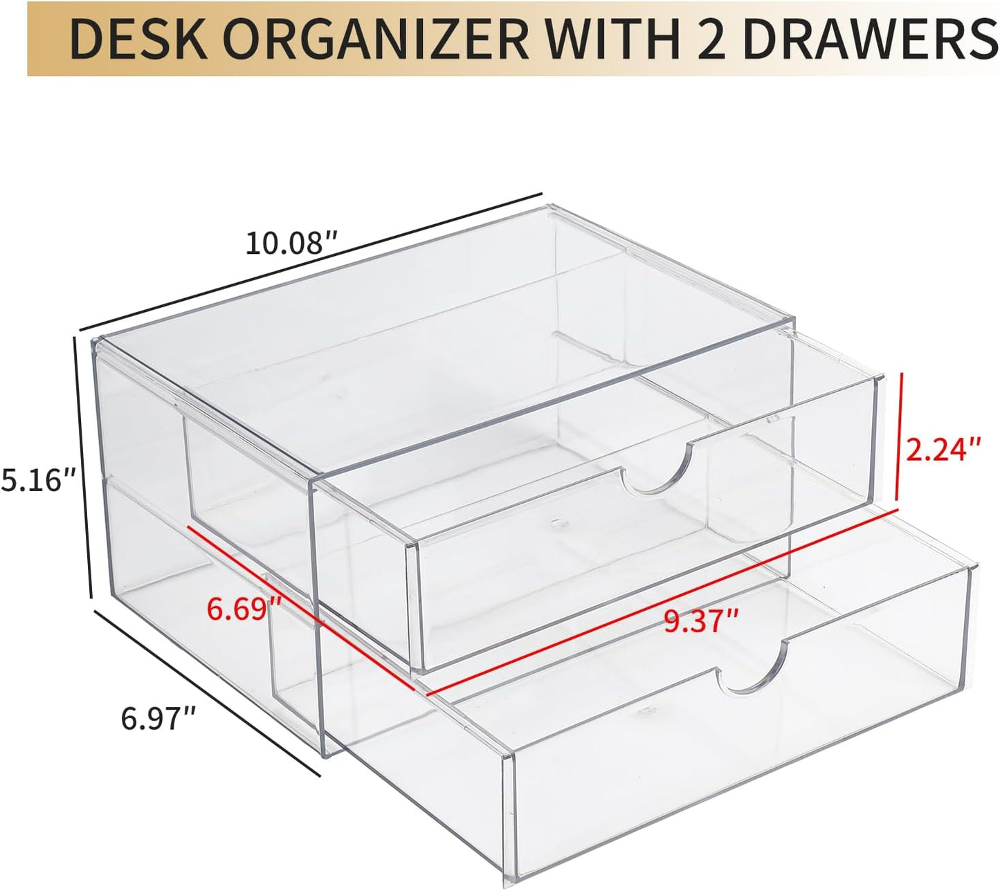 Stackable Storage Drawers, Plastic Storage Bins for Home Office, Bathroom, Kitchen, Pantry