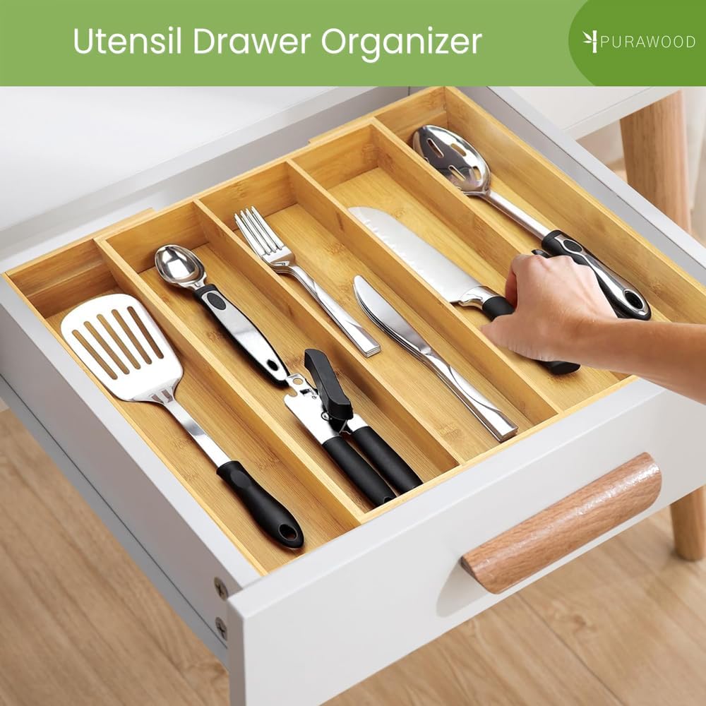 Kitchen Drawer Organizer - Expandable Utensil Drawer Organizer for Kitchen