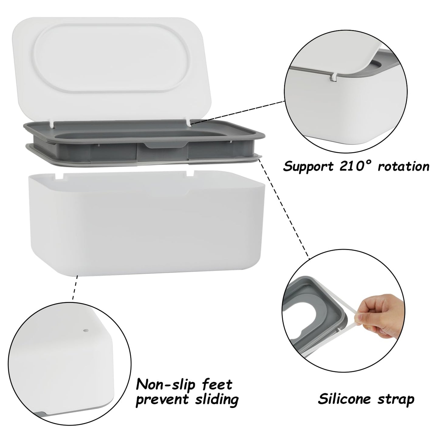 Wipes Dispenser, Wipe Holder for Baby & Adult, Seposeve Refillable Baby Wipe Container