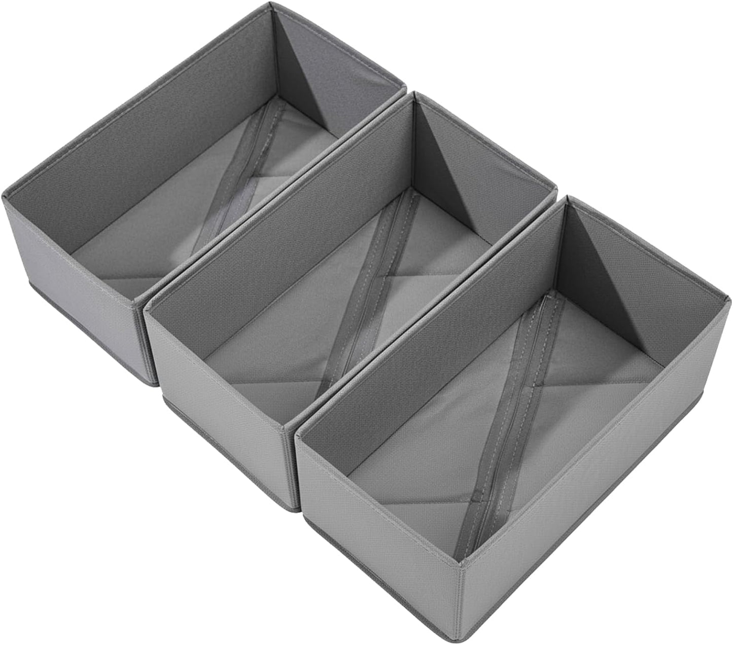 Sock Drawer Organizer 3 Pack - Collapsible Fabric Storage Bins for Underwear Divider