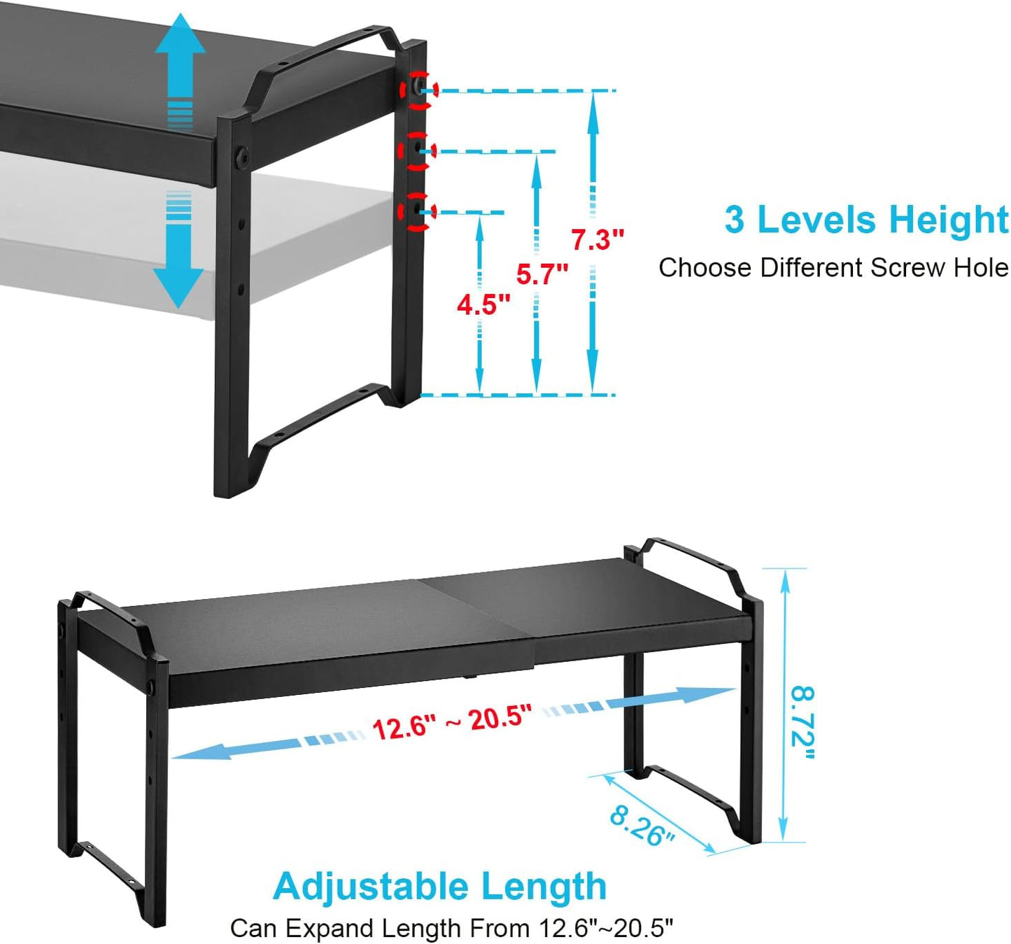 2 Pack Expandable Cabinet Countertop Shelves