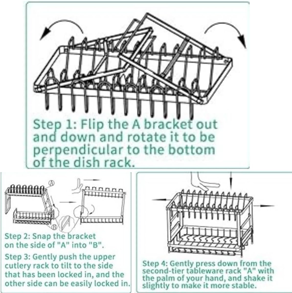 Dish Drying Rack 2-Tier Auto Draining Dish Drying Rack for Kitchen Counter & Sink