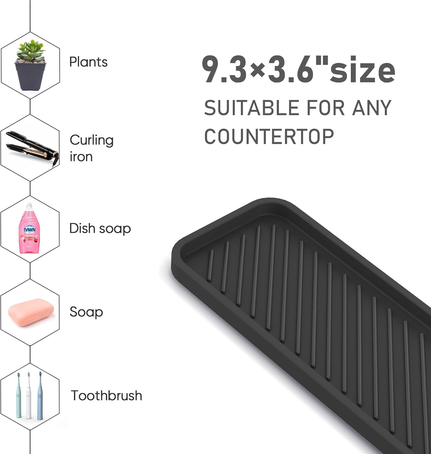 Kitchen Sink Organizer Tray,Sponge Holder for Kitchen Sink Bathroom Counter Tray Sponge Caddy Silicone Soap Holder for Soap dispenser, Bottle, Dishwashing Accessories(2-pack)
