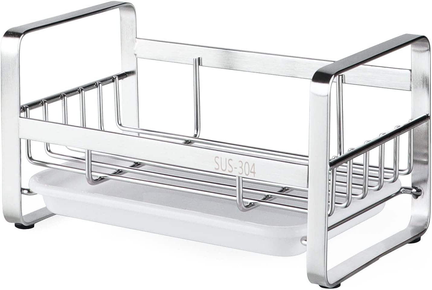 Kitchen Sink Sponge Holder, 304 Stainless Steel Kitchen Soap Dispenser Caddy Organizer