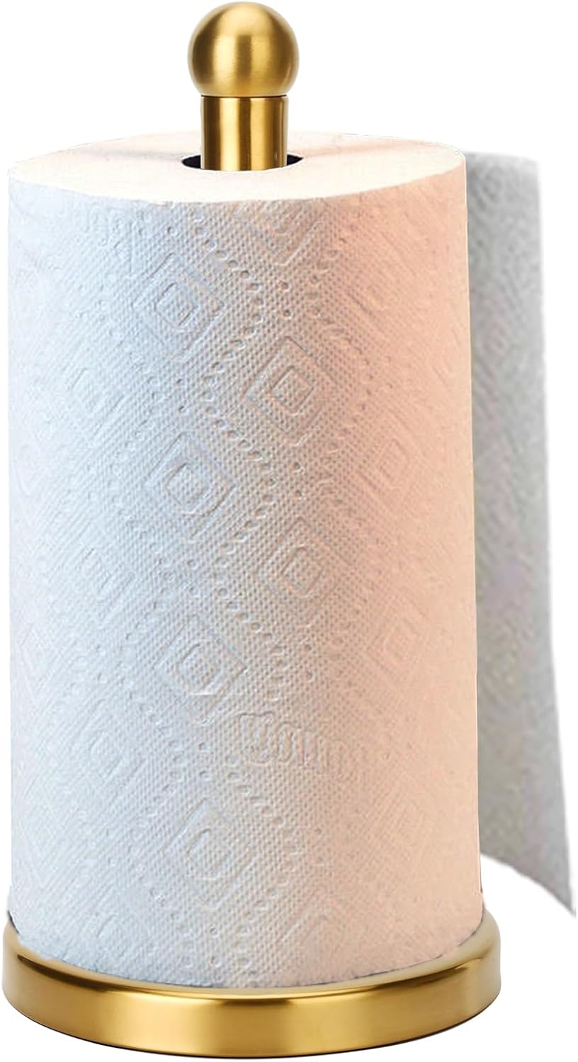 Paper Towel Holder Stand with Sturdy Base Fits Standard and Jumbo Sized Paper Towel