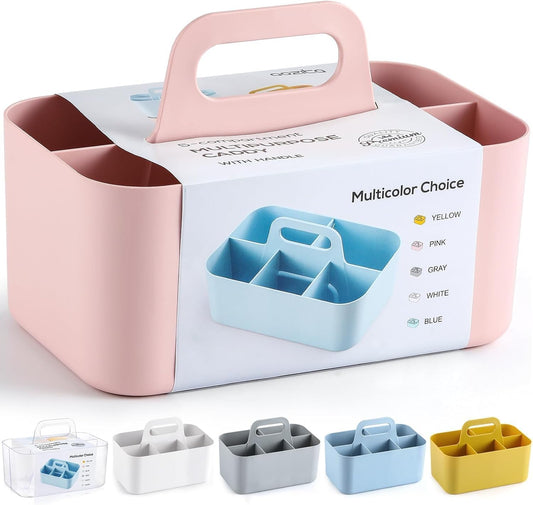 Multiuse Caddy Organizer with Handle, Portable Divided Plastic Tote Bin - Art Craft