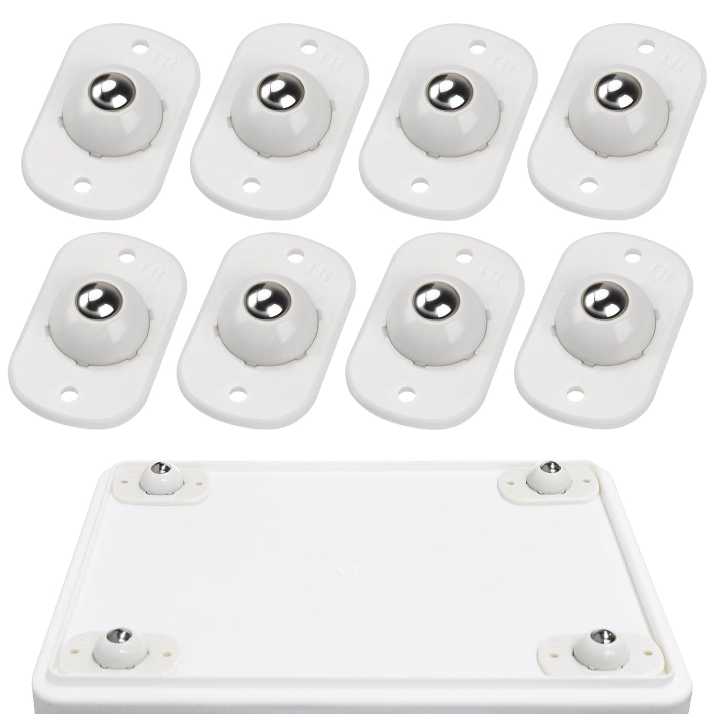 TRVL FIELDER Self Adhesive Caster Wheels, Appliance Rollers Appliance Slider for Kitchen, 360° Swivel Small Casters - Solve Coffee Maker Air Fryer Small Appliances Countertop Sliding (8, White-Swivel)