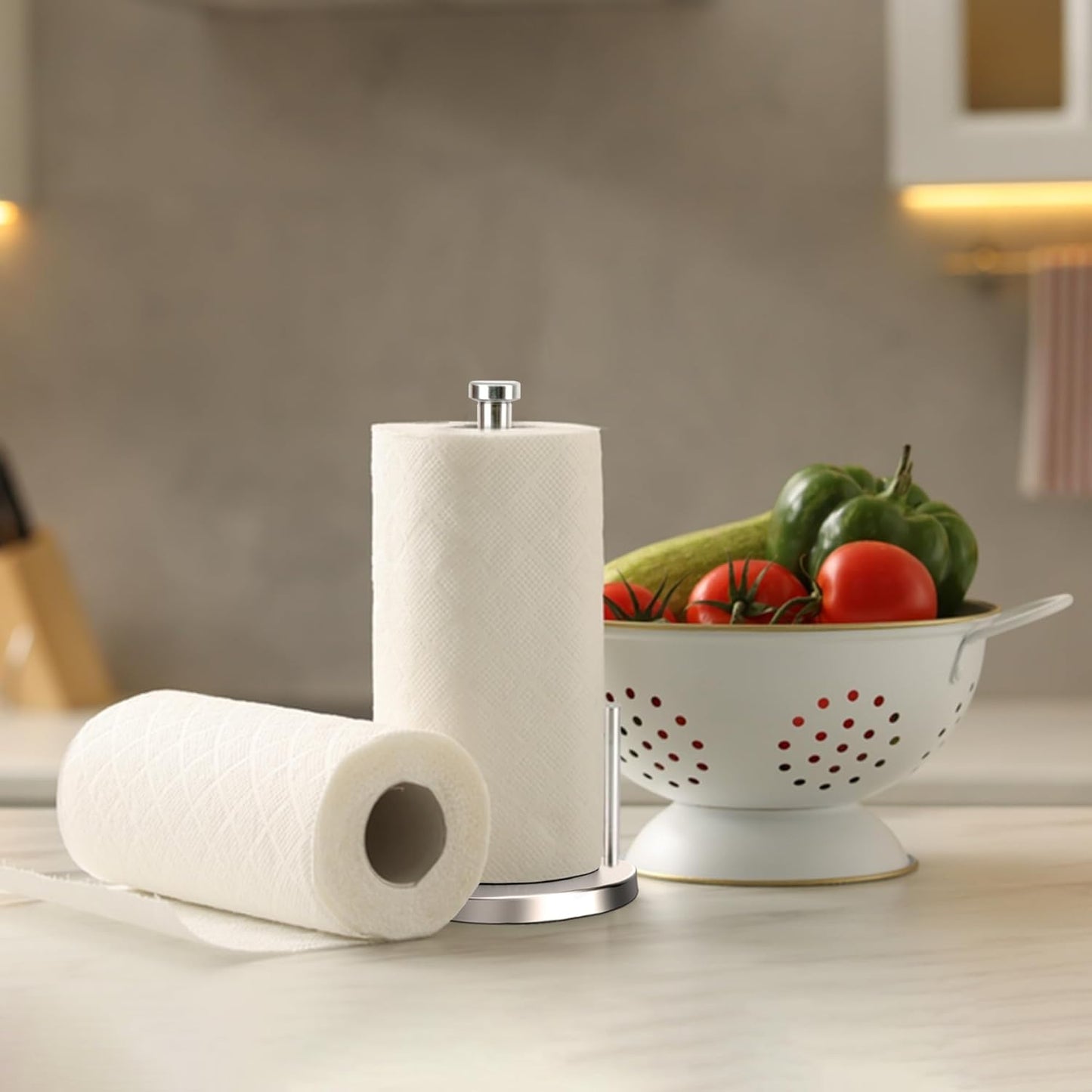 Paper Towel Holder with Side Rod, Stainless Steel