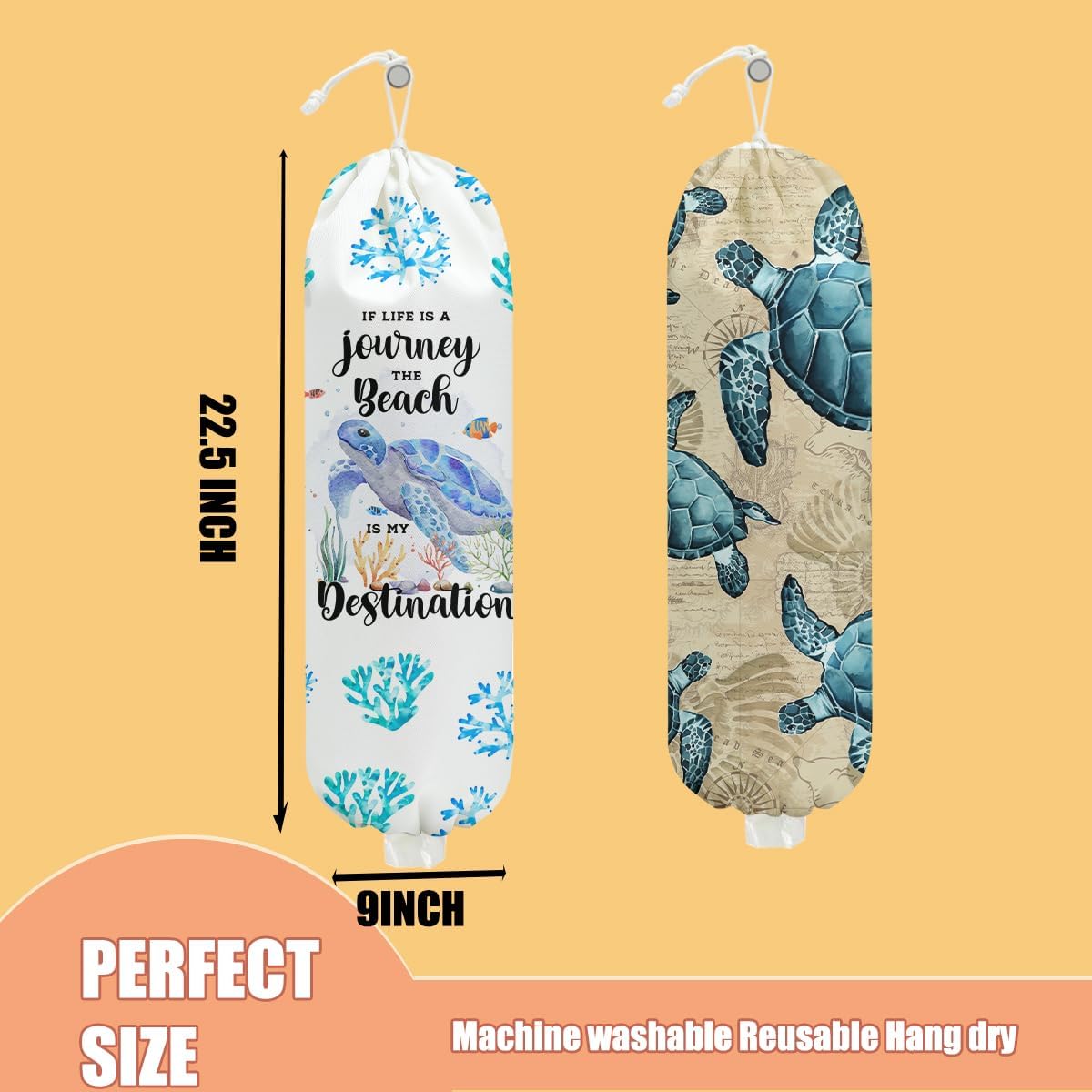 2 Pcs Sea Turtle Plastic Bag Holder, Wall Mount Grocery Bag Holder for Storage bag
