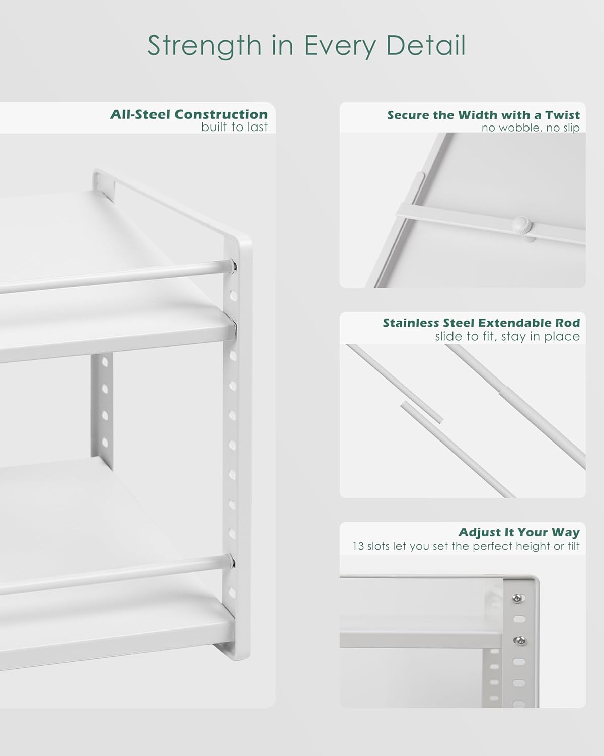 Desk Organizer Shelf, 2-Tier Expandable Metal Desktop Shelves with Multiple Setup