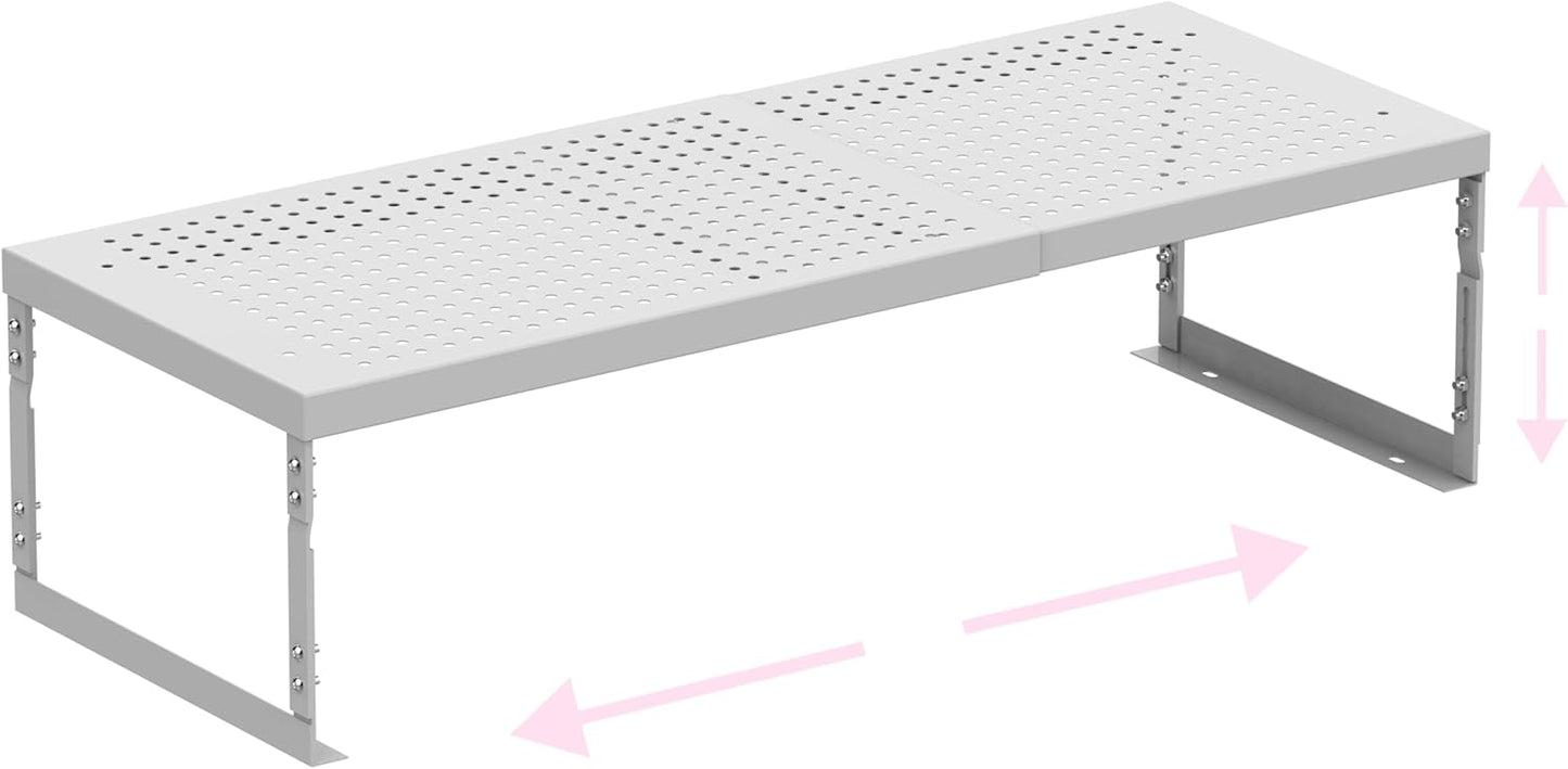 Stackable Expandable Metal Shelf Organizer - Adjustable Wire Storage Rack with Holes for Kitchen