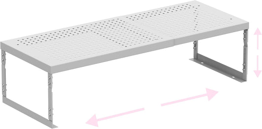 Stackable Expandable Metal Shelf Organizer - Adjustable Wire Storage Rack with Holes for Kitchen