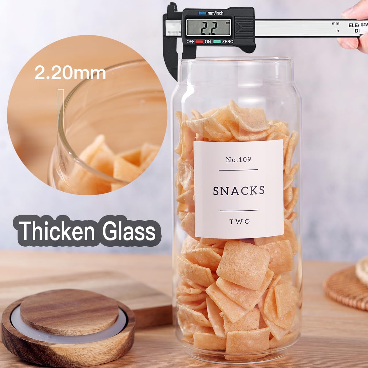 3 Set Glass Pantry Storage Jars with Acacia Airtight Lid