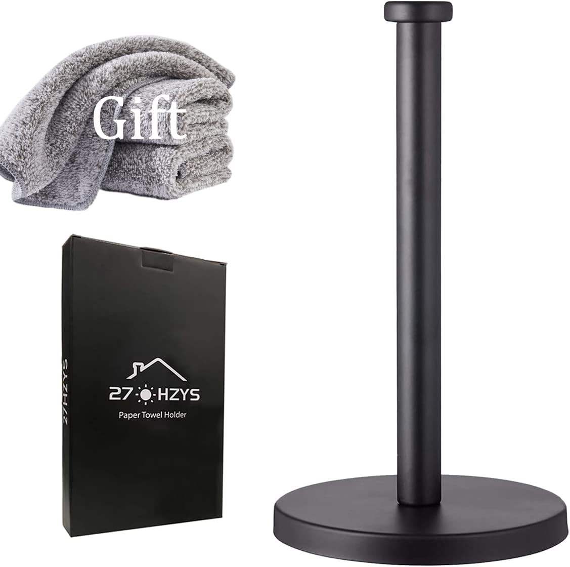 Black Standing Paper Towel Holder for Kitchen& Bathroom Countertop,Under Counter, Table Or BBQ