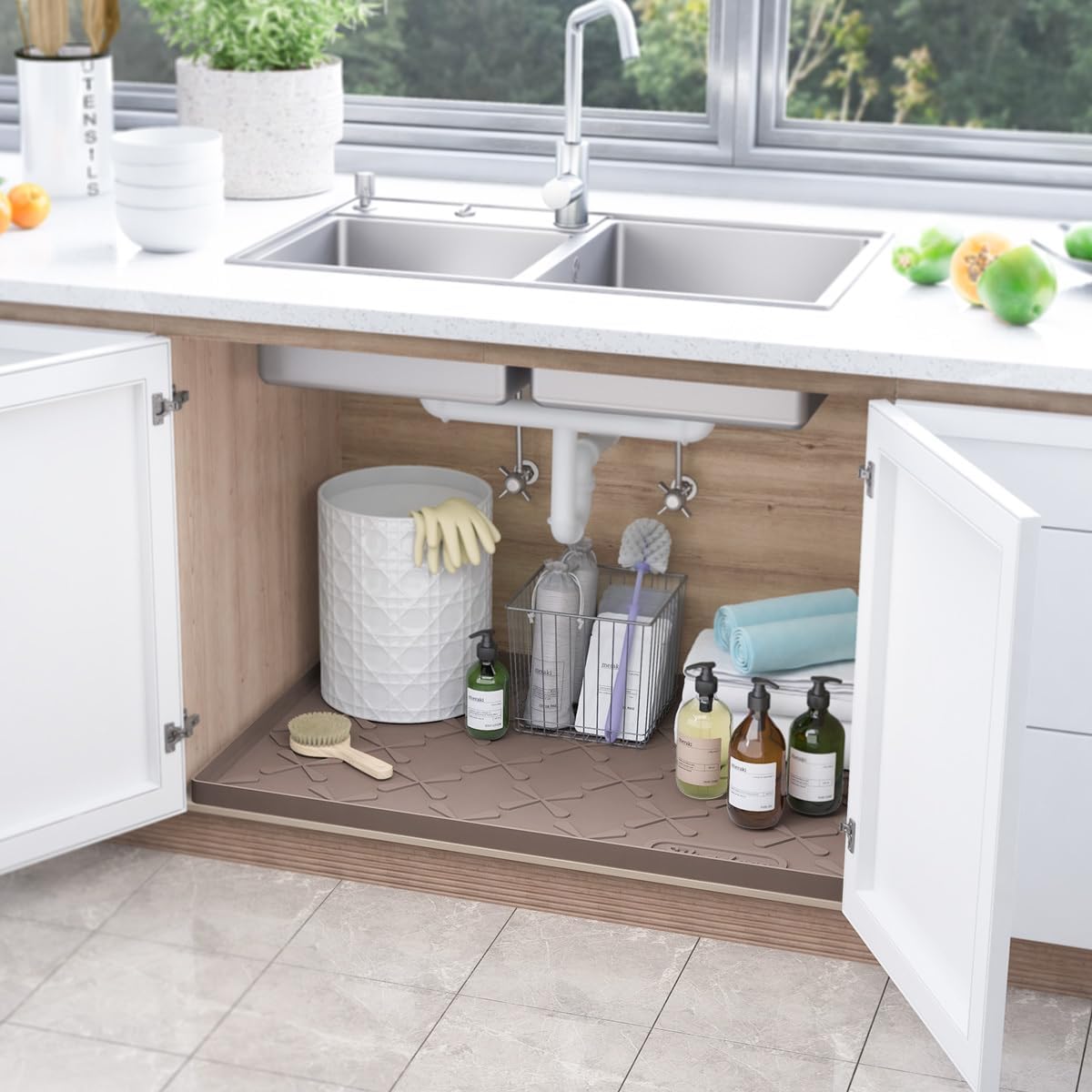 Silicone Under Sink Mats for Kitchen Waterproof 34" x 22"