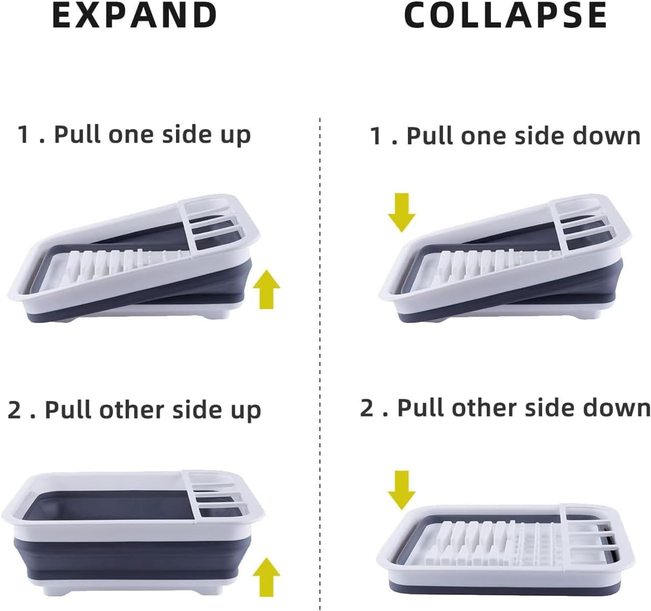 Collapsible Dish Drying Rack for RV Kitchen, Foldable Drainer Organizer for Kitchen Countertop