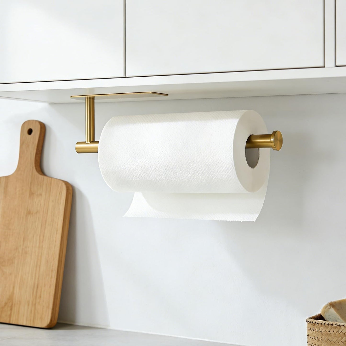 Gold Paper Towel Holder Under Cabinet, Self Adhesive Paper Towel Roll Holder Stick on Wall