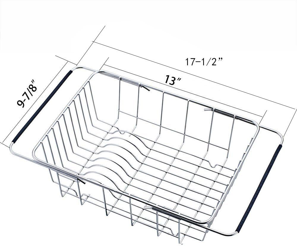 Adjustable Over Sink Dish Drying Rack Stainless Steel Dish Drainer