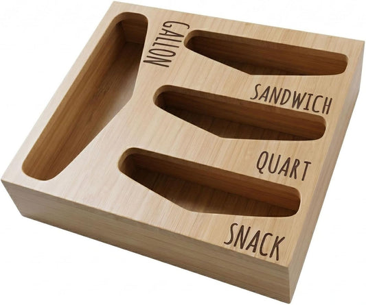 Bag Storage Organizer for Kitchen Drawer, Wooden Farmhouse Style Bags Organizer