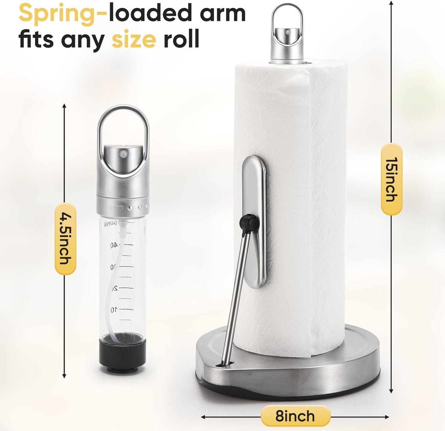 Countertop Paper Towel Holder with Spray Bottle - Kitchen Paper Towel Holder Countertop