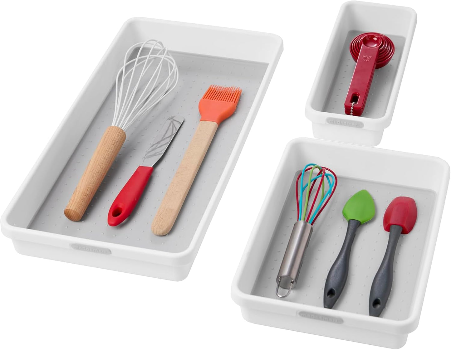 3 Bin Drawer Organizer Set, Multi Purpose Storage for Utensils, Office & Bathroom