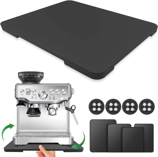 Appliance Slider 360° Rolling Tray for Coffee Maker Bamboo Coffee Pot Slider Tray for Countertop Rotation Sliding Tray with Wheels, Appliances Mat Easily from Under The Cabinet Black(15.7"×13")