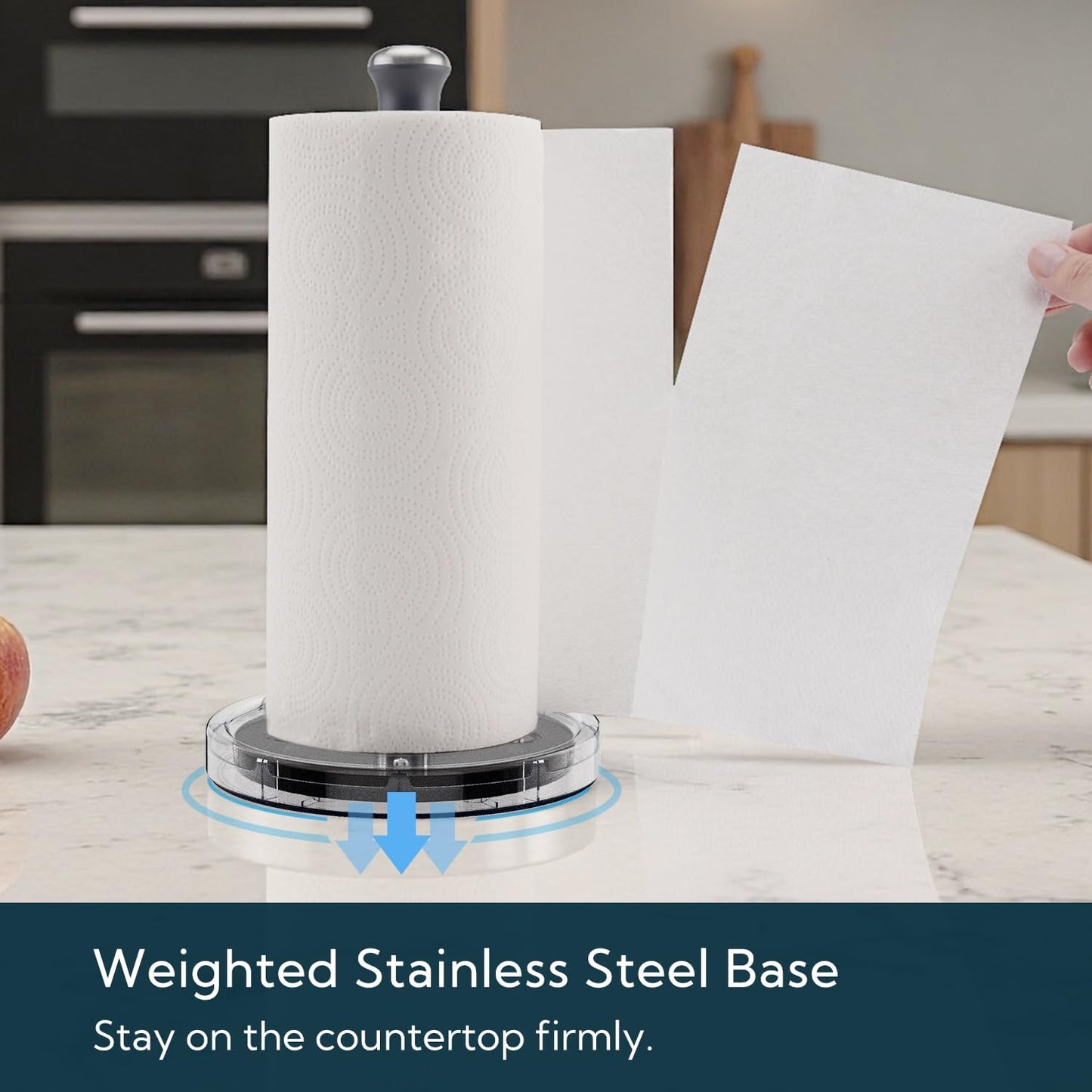 One-Handed Countertop Paper Towel Holder, Rotation Freestanding Kitchen Paper Holder Stand