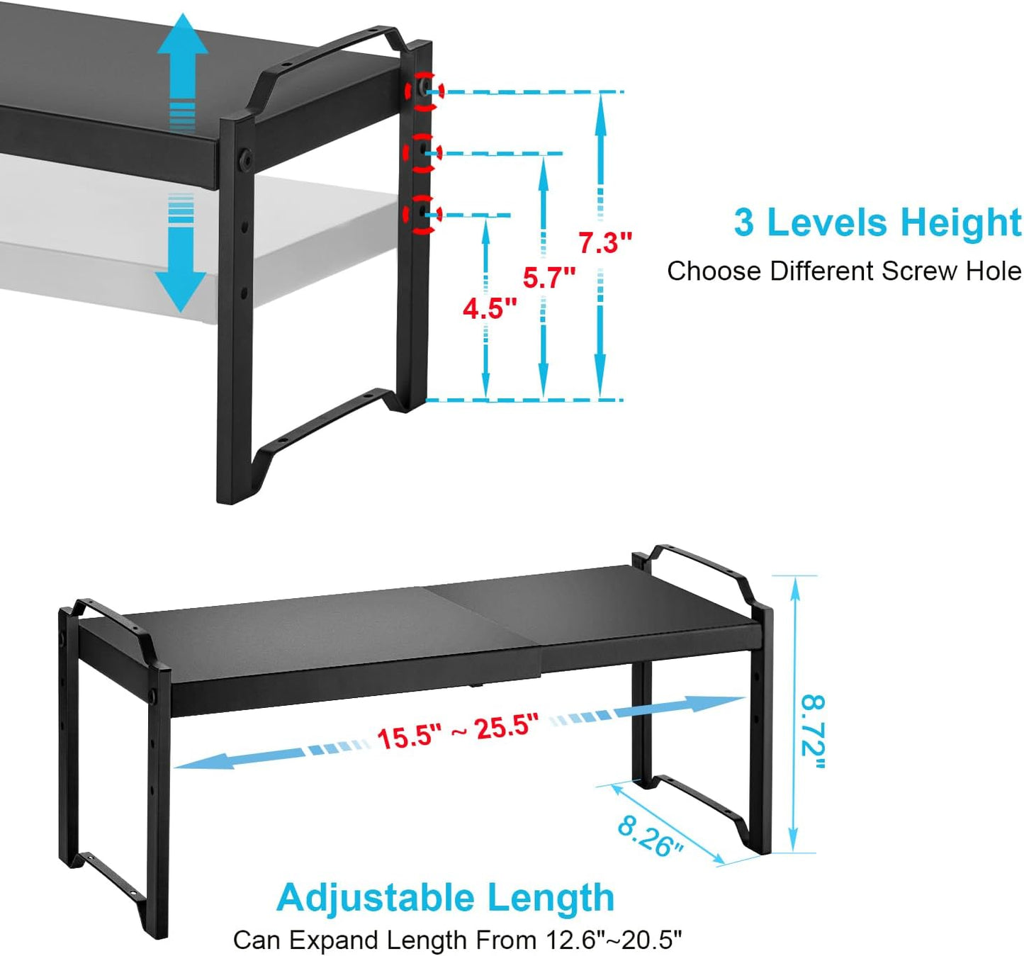 25.5 Inches 2 Pack Expandable Cabinet Shelves
