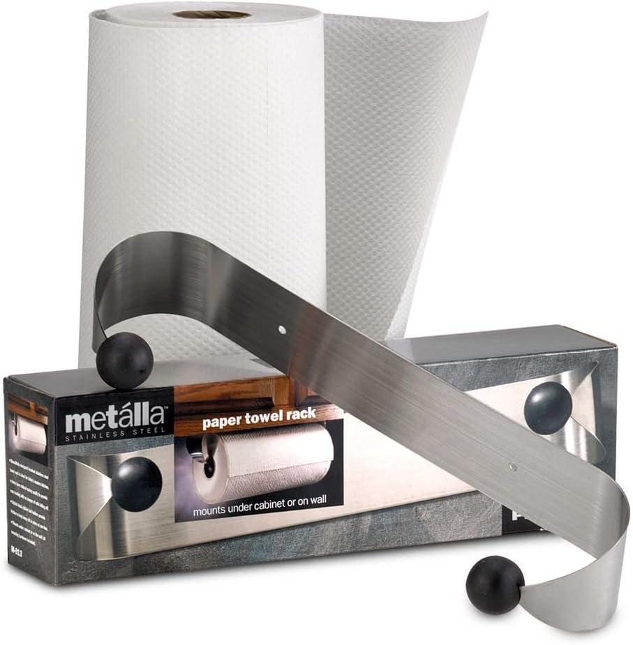 Under Cabinet Paper Towel Holder, Silver and Black Small