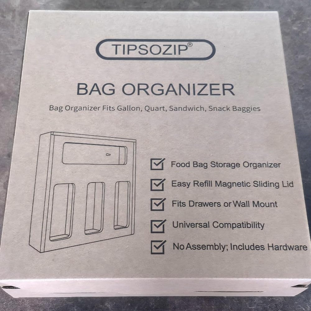 Plastic Bag Storage Organizer for Kitchen Drawer - Bamboo Baggy Dispenser