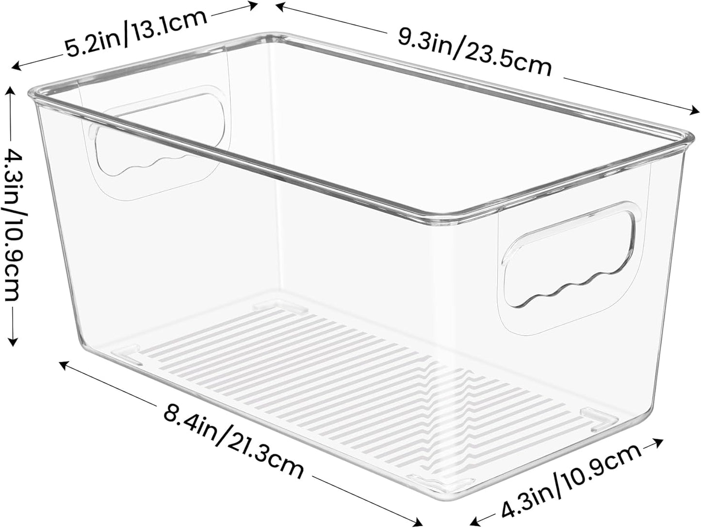 Clear Plastic Storage Bins, 4 Pack Small Pantry Organizer Bins with Handle for Kitchen
