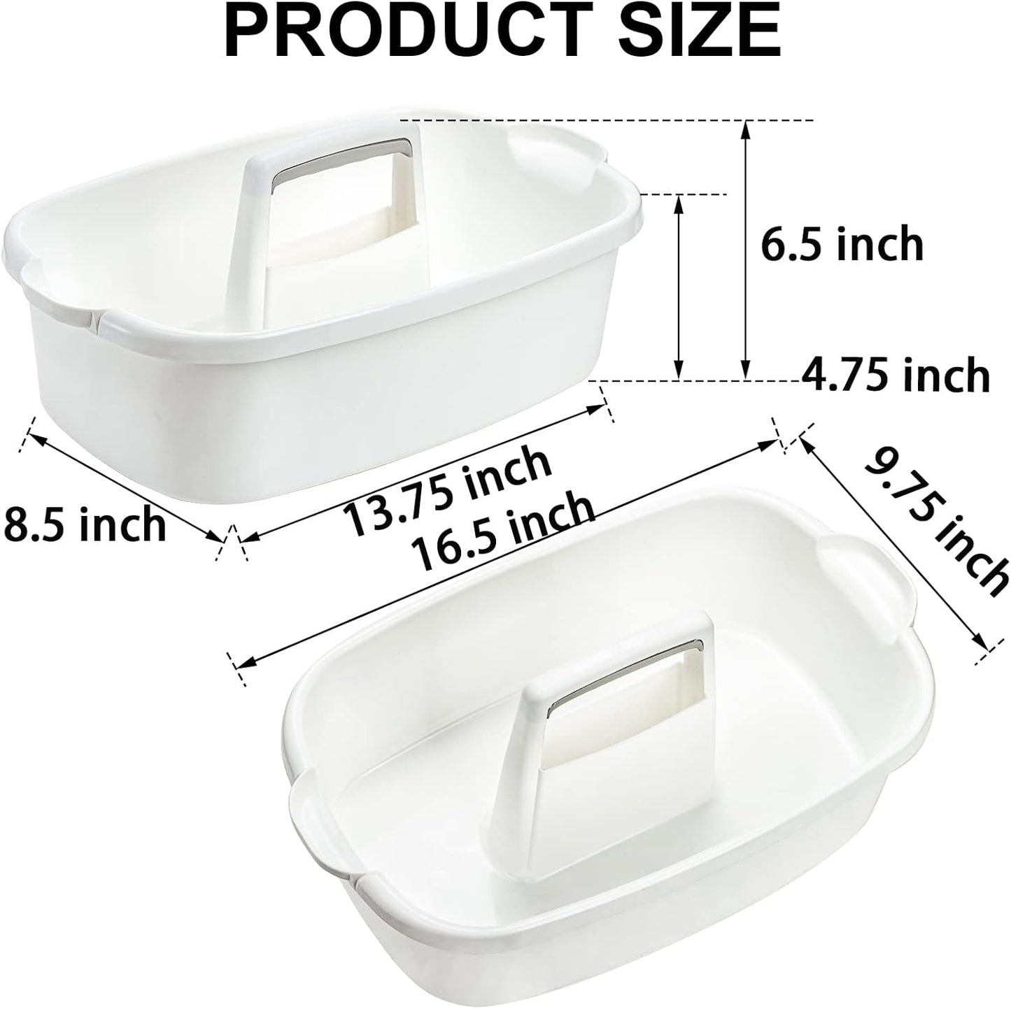 2 Pack Cleaning Supplies Caddy, Large Plastic Cleaning Supply Organizer Bucket with Handle Portable Housekeeping Shower Tote Caddy Under Sink Tool Storage Baskets for Dorm, Bathroom, Household