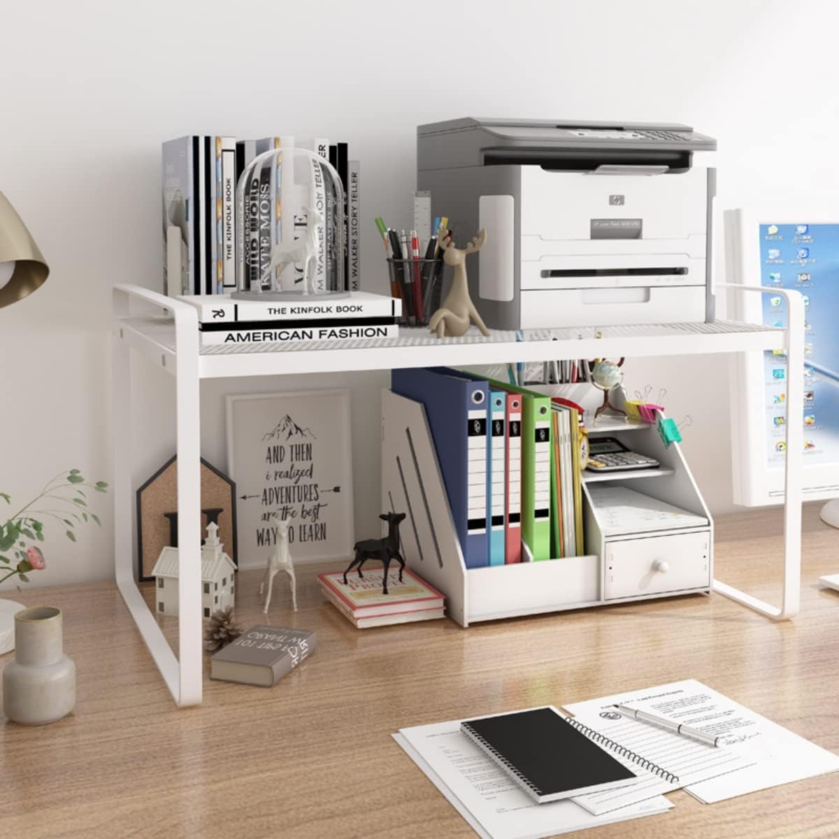 2 Pack Stackable Cabinet Shelf Organizer - Heavy-Duty Coated Metal Storage Rack