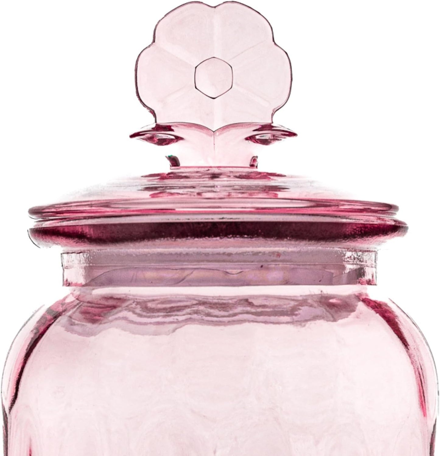 Textured Glass Flower Canister, Dimpled Round, Pink