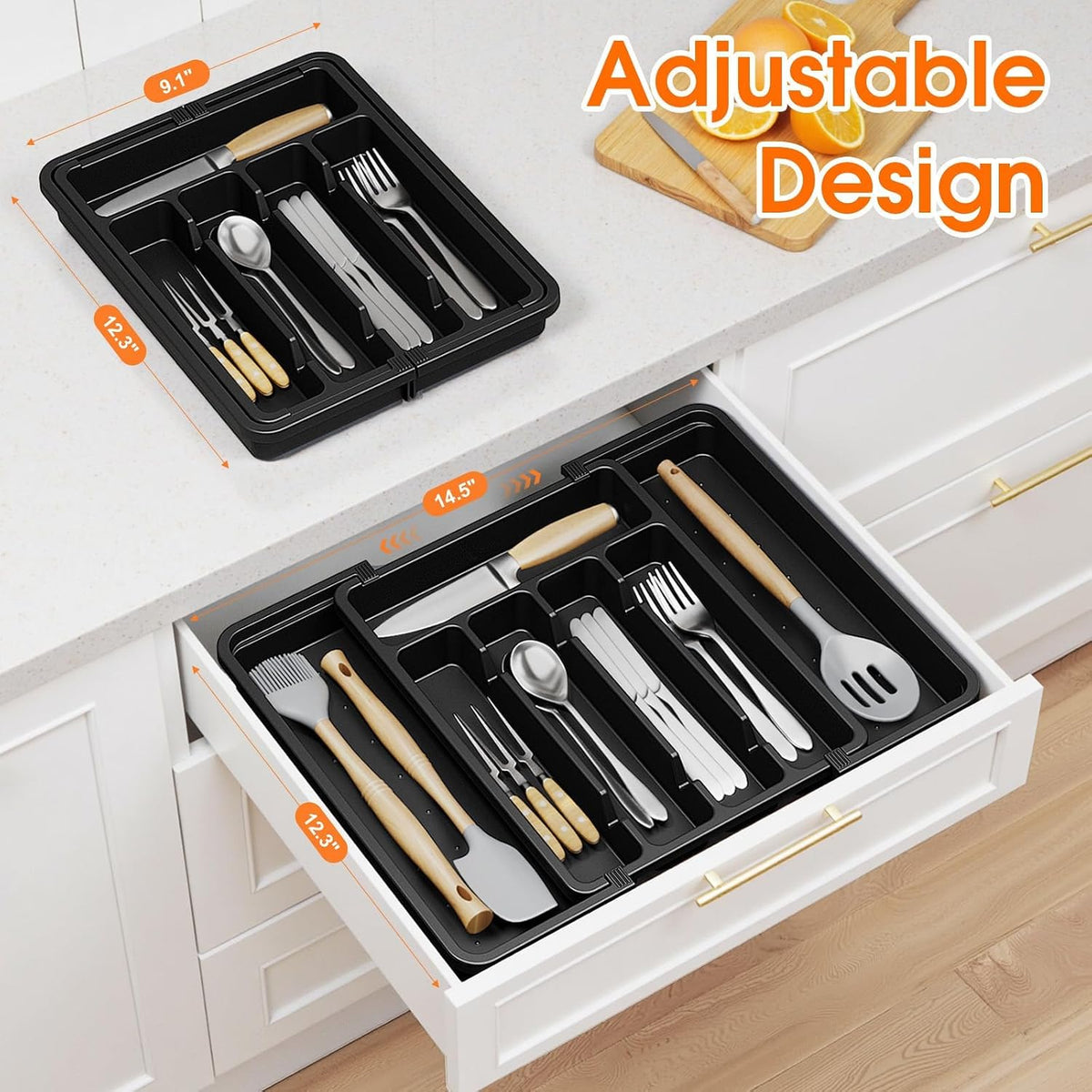 SpaceHacks Silverware Organizer，Adjustable & Expandable Draw