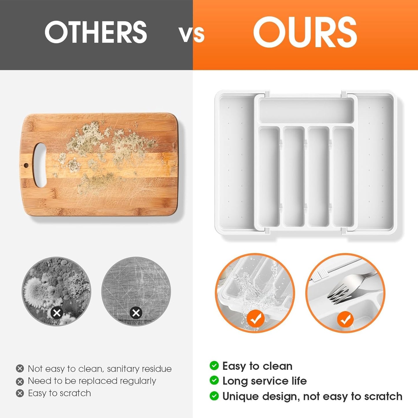 Silverware Organizer，Adjustable & Expandable Utensil Drawer Organizer, BPA Free Utensil Holder