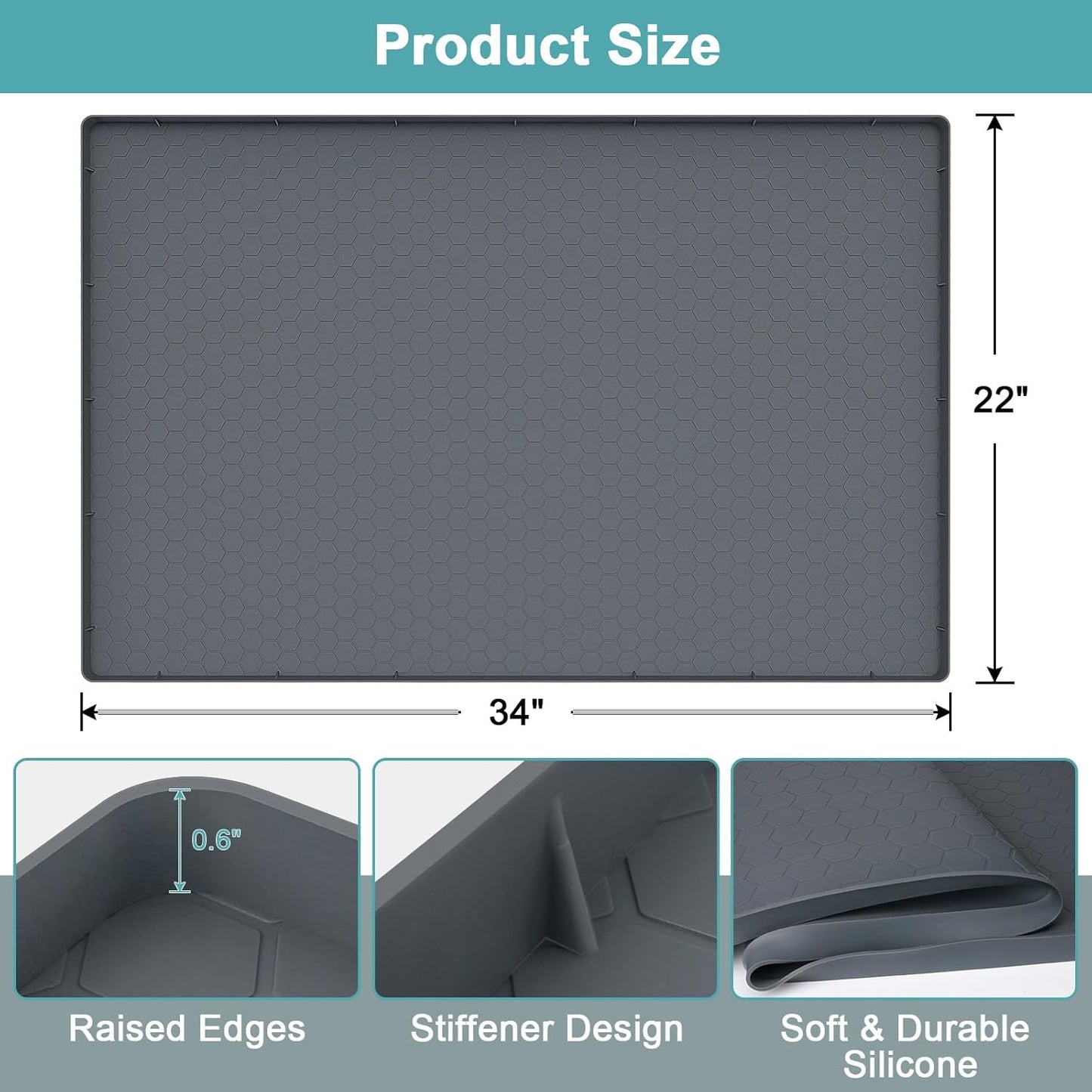 Under Sink Mats for Kitchen Waterproof 34" x 22"