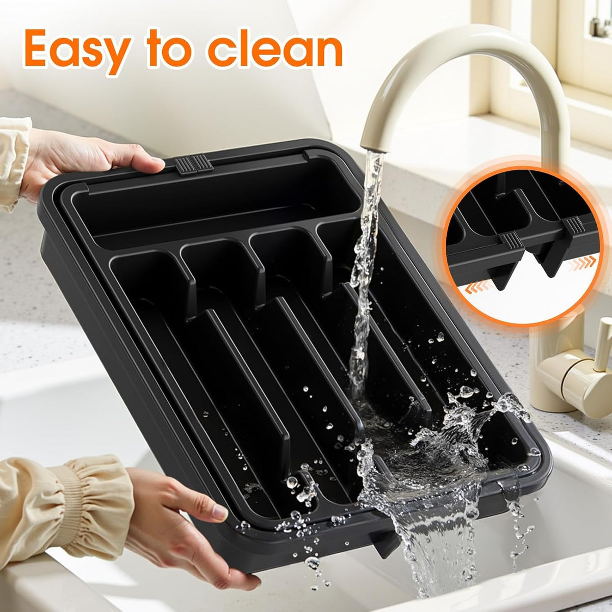 SpaceHacks Silverware Organizer，Adjustable & Expandable Draw