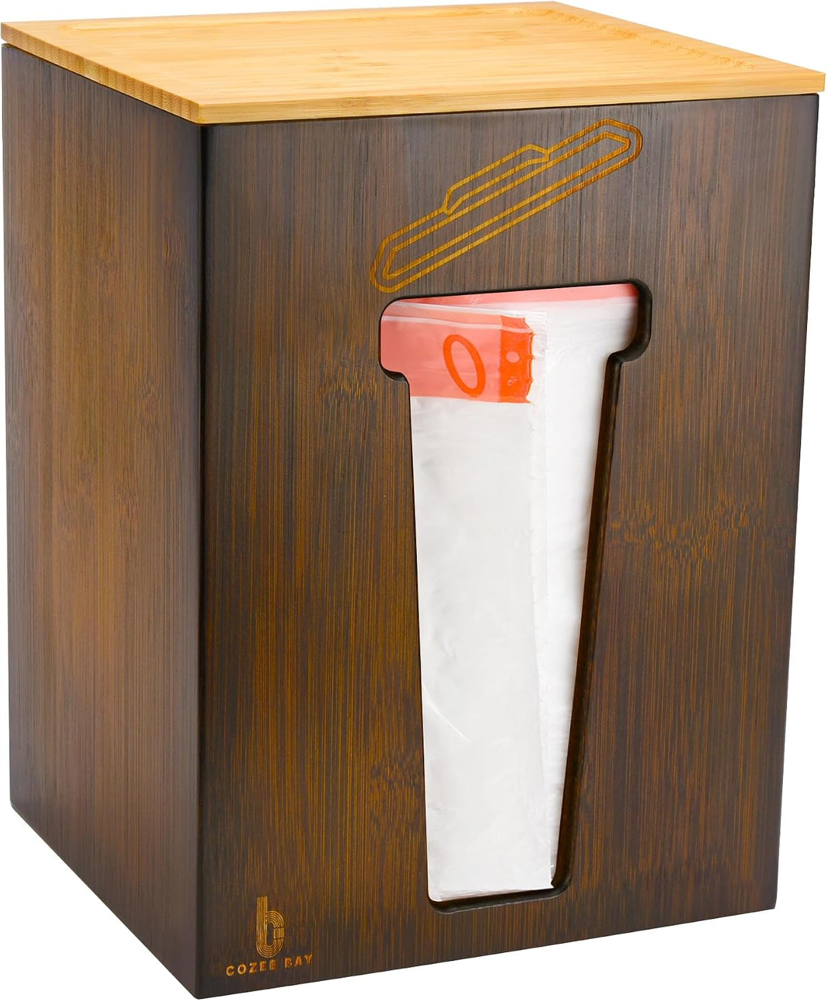 Bamboo Trash Bag Dispenser with Lid
