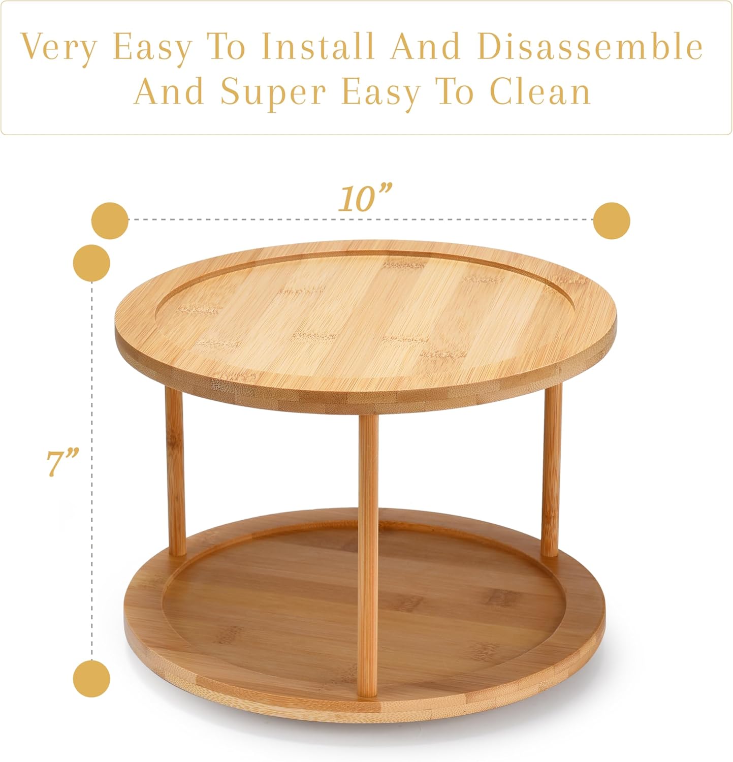 Bamboo Turntable Lazy Susan Rotating Spice Rack (10" Inches)
