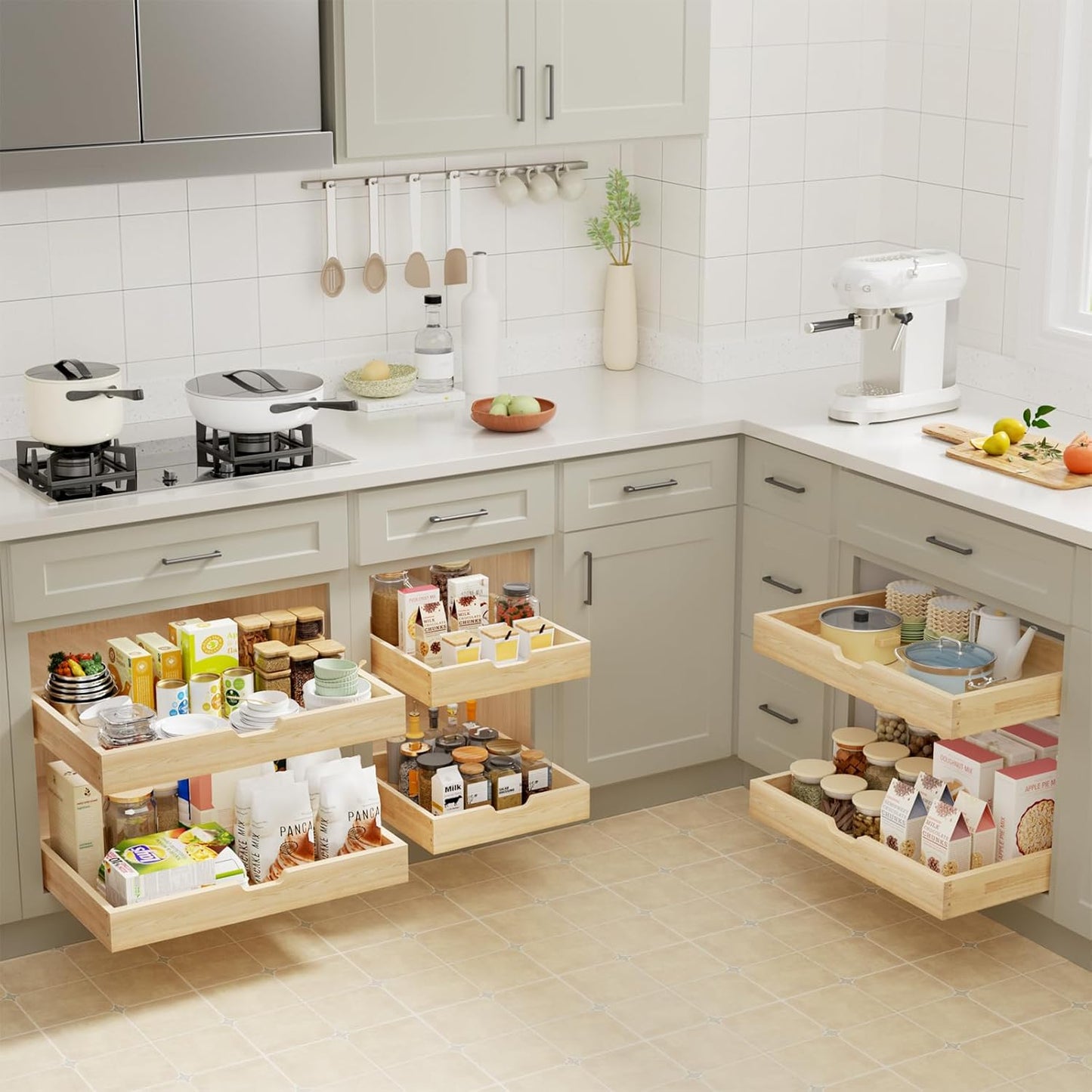 Pull Out Drawers for Cabinets, 25½” W x 21” D Soft Close Slide Out Drawers for Kitchen Cabinets