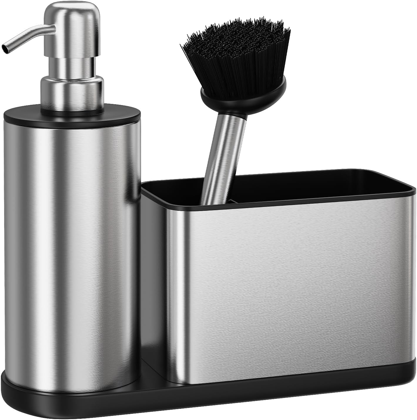 Kitchen Soap Dispenser Set - 3 in 1, Stainless Steel Dish Soap Dispenser with Sponge Holder