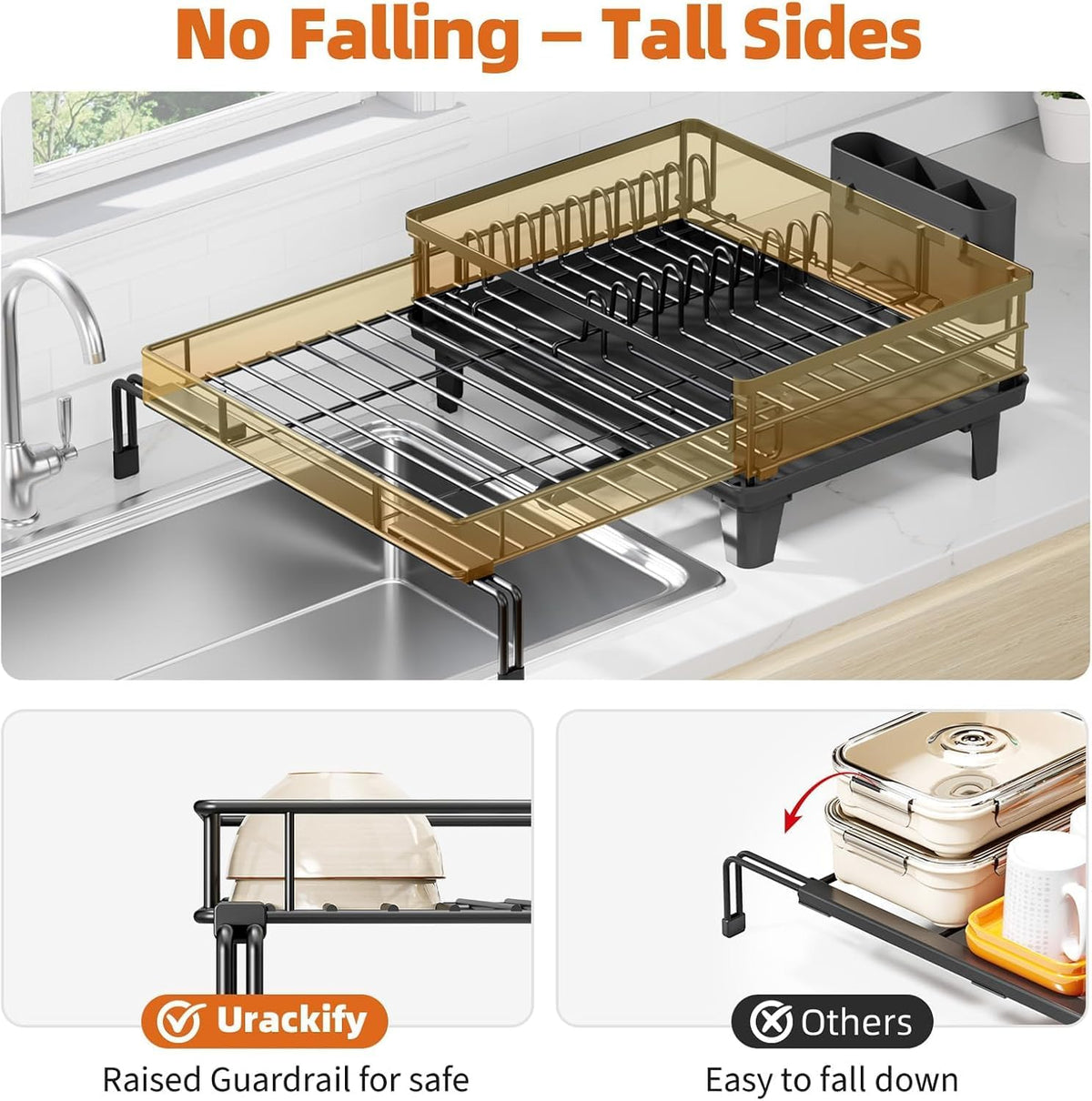 Urackify Expandable Sink Dish Drying Rack for Kitchen Counte