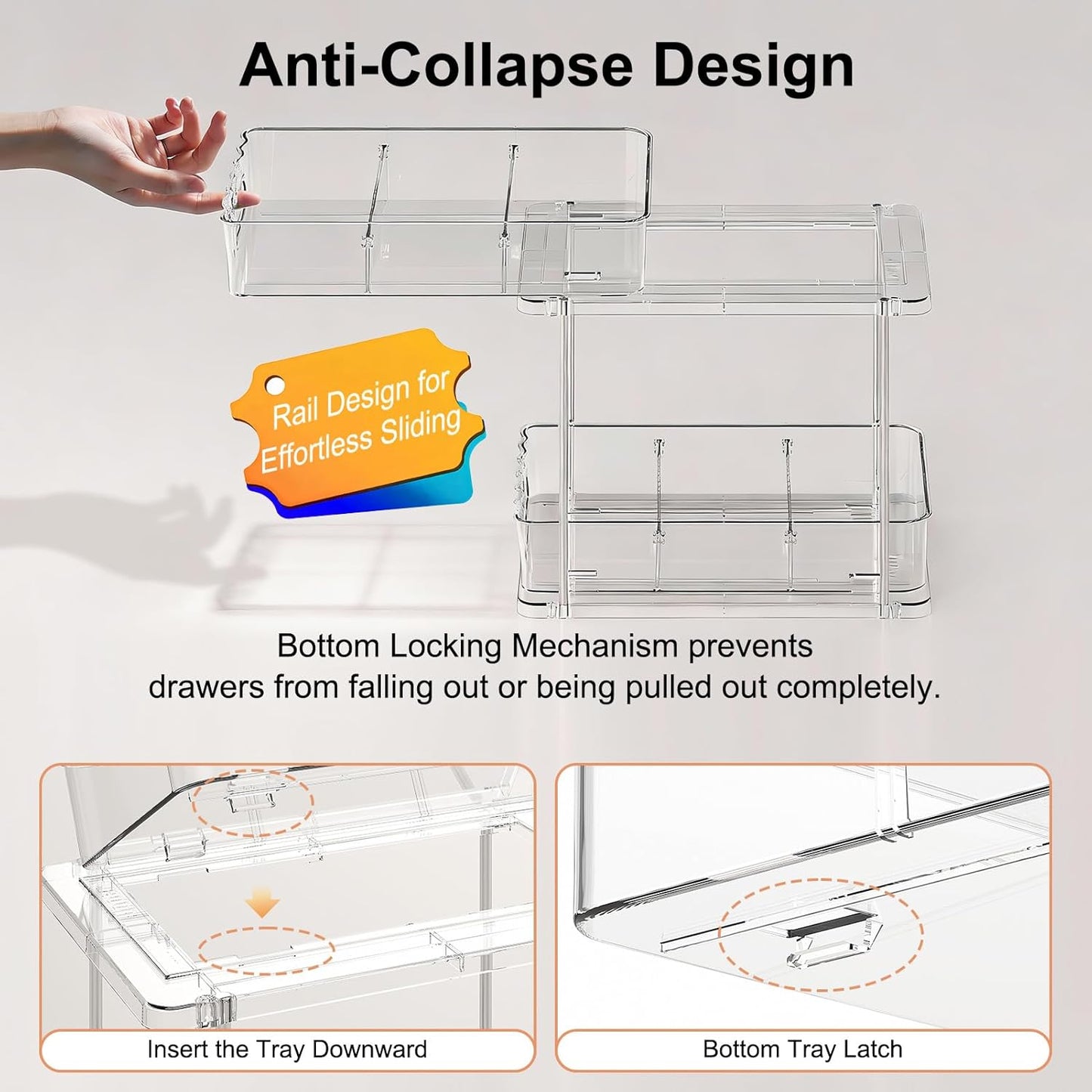 2 Tier Snap-Lock Bathroom Under Sink Organizers and Storage