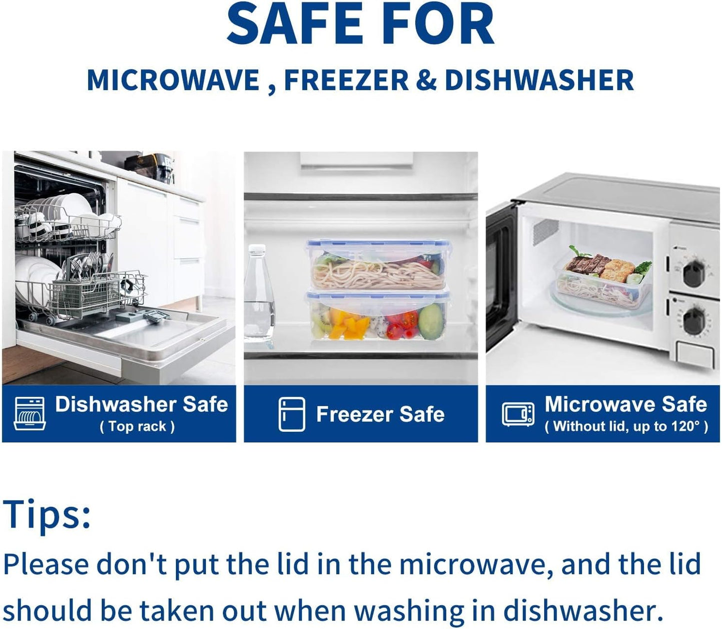Food Storage Containers, 4 Sided Locking Lids, Airtight, Leak-Proof & Stackable