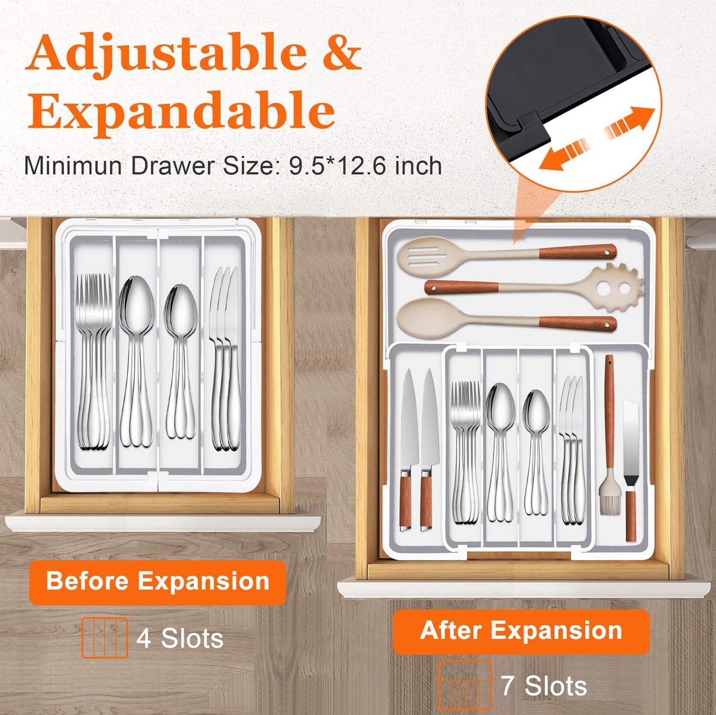 Silverware Organizer - Expandable Kitchen Drawer Organizer